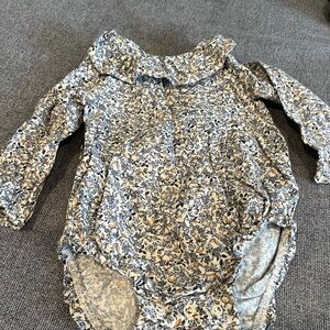 Carter's Gray and Cream Floral Bodysuit
